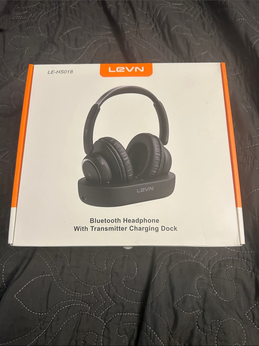Black Bluetooth Over-Ear Headphones with Transmitter Charging Dock